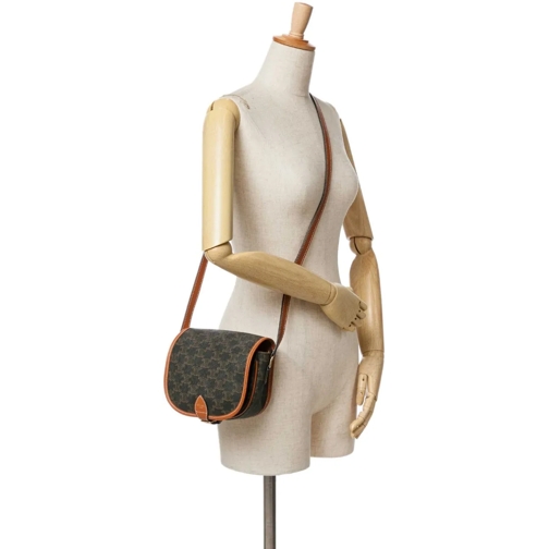 Celine Schultertasche 2019 Medium Triomphe Coated Canvas Folco Crossbody braun (Image 17)