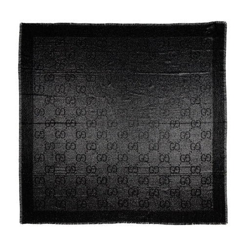Gucci GG Lame Jacquard Scarf Black/Silver Tunn sjal
