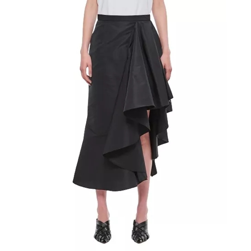 Alexander McQueen Polyfaille Rouched Midi Skirt Black 