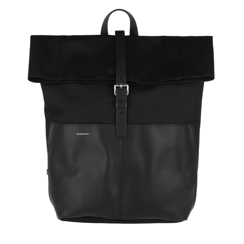 Sandqvist Antonia Twill Backpack Leather Black Zaino