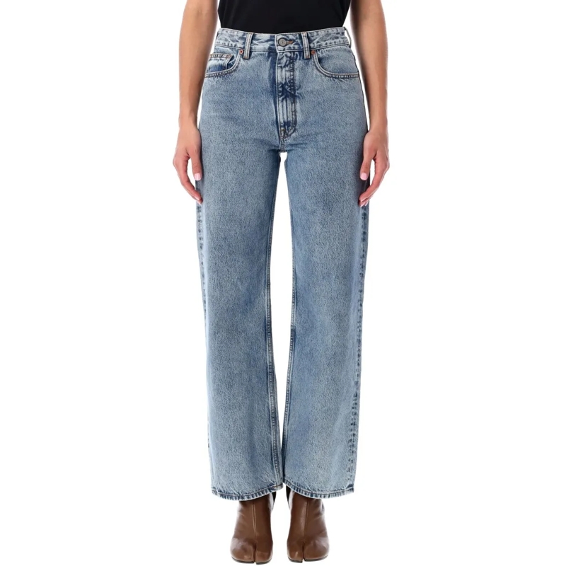 MM6 Maison Margiela Jeans Relaxed-Fit Wide-Leg Jeans With Raw Hem Details Blue