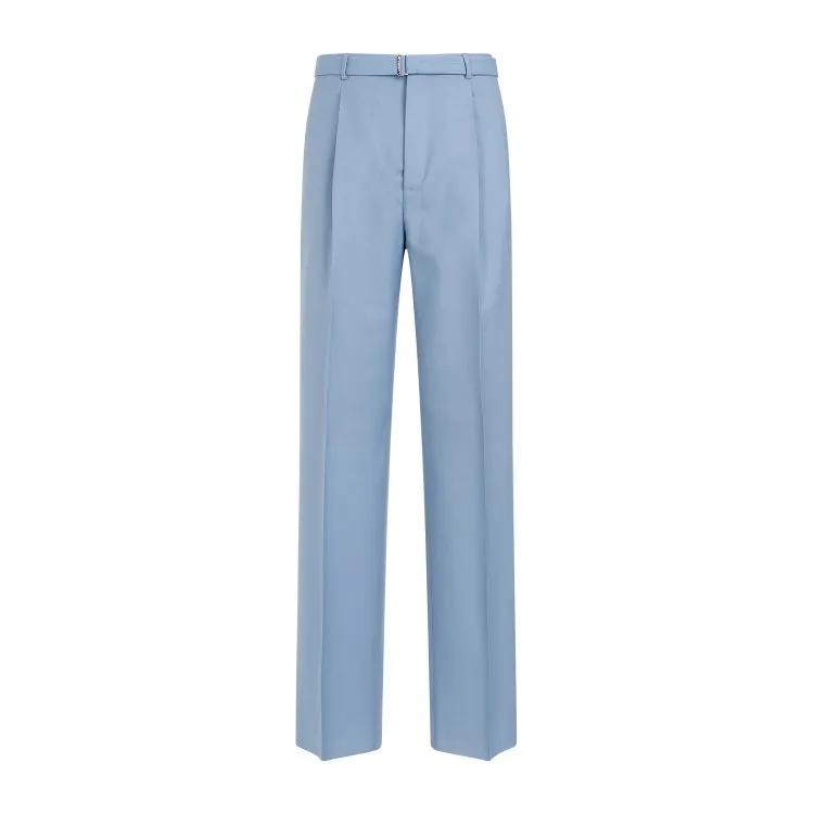 Lanvin - Blue Fog Virgin Wool Leg Trousers - Größe 48 - blau