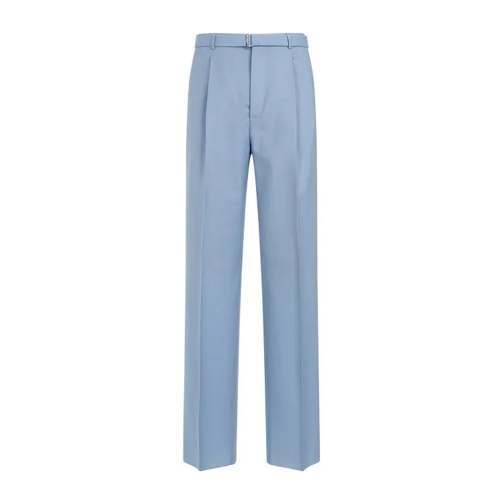 Lanvin Blue Fog Virgin Wool Leg Trousers Blue 