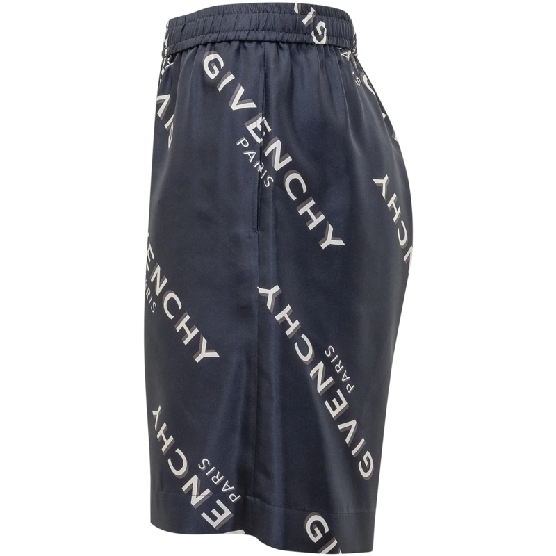 Givenchy Shorts Shorts Blu in Seta con Logo dunkelblau(Image 3)