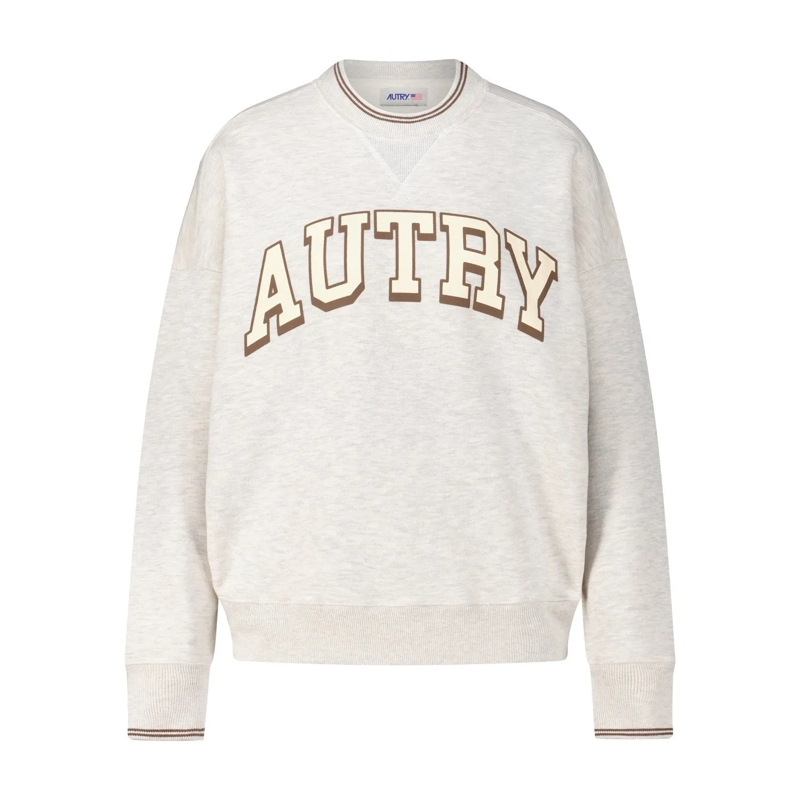 Autry International Pull Crewneck Sweater mit großem Logo grau
