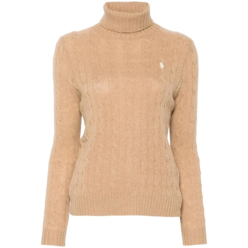 Polo Ralph Lauren Rollkragenpullover Camel Brown Cable Knit Roll Neck Sweater Brown