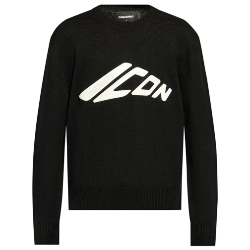 Dsquared2 Black Knit Sweater With Print Black Maglione