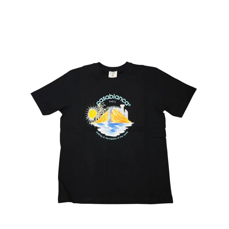 Casablanca T-shirt Short-Sleeve Graphic T-Shirt With Casablanca Tenni Black