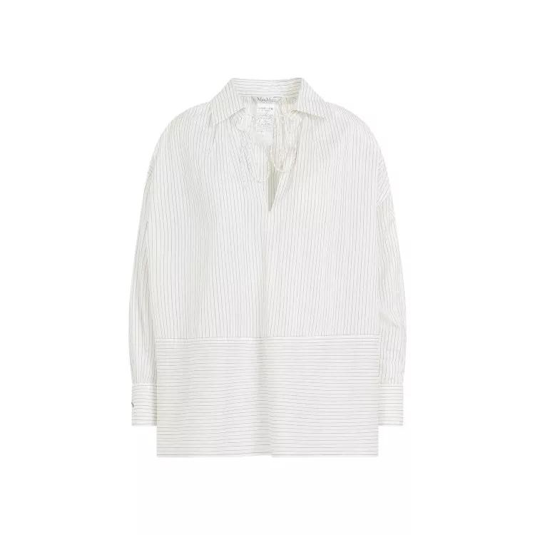 Max Mara Saletta Black Cotton Silk Shirt White