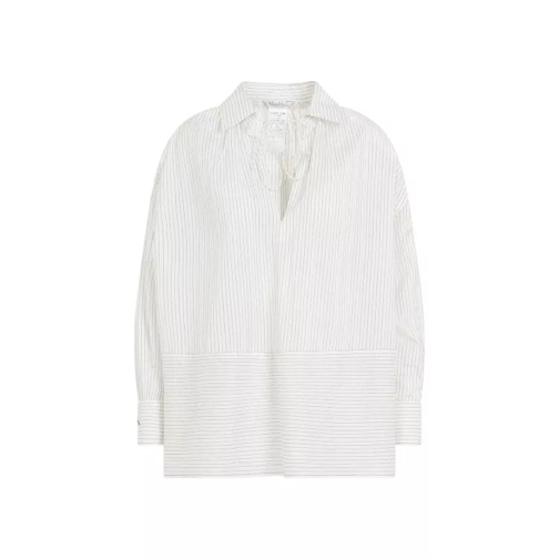 Max Mara Saletta Black Cotton Silk Shirt White 