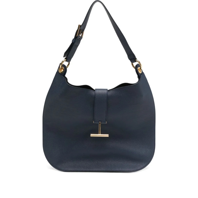 Tom Ford Schultertasche Navy Blue Hammered Calfskin Tara Shoulder Bag Black