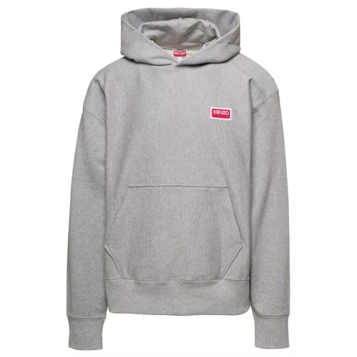 Kenzo Grey Hoodie With Logo Print At The Front And Back  Grey 