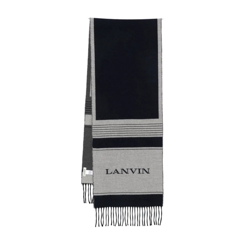 Lanvin Leichter Schal Two-Tone Rectangular Silk Black