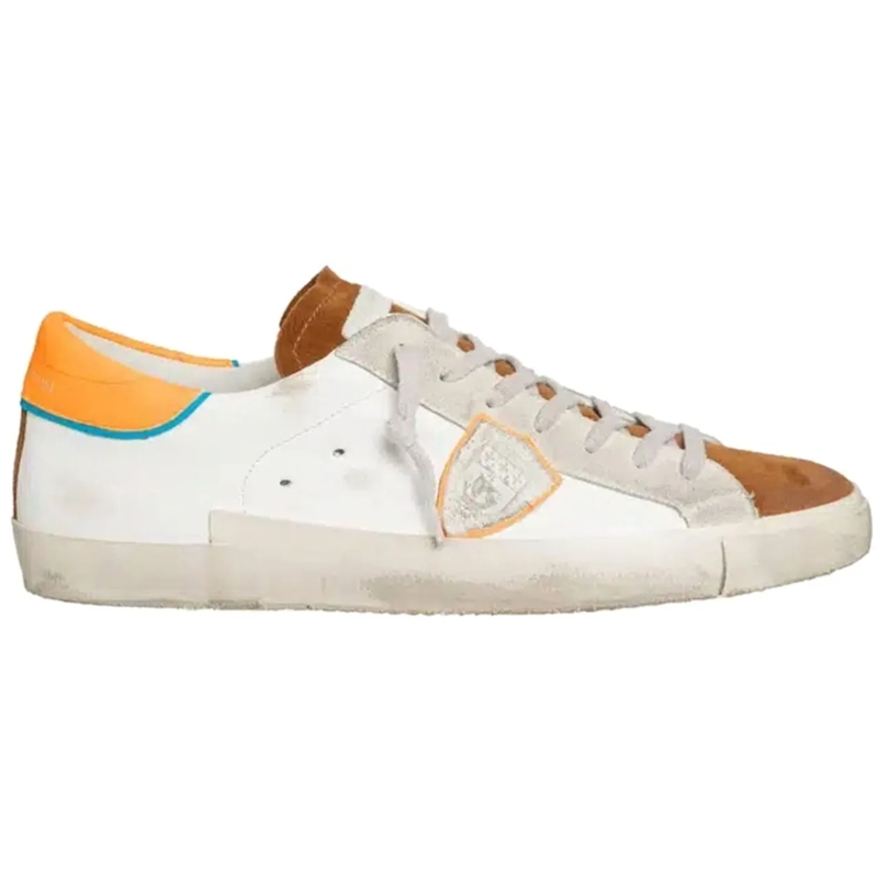 Philippe Model Low-Top-Sneaker prsx vintage blanc orange braun