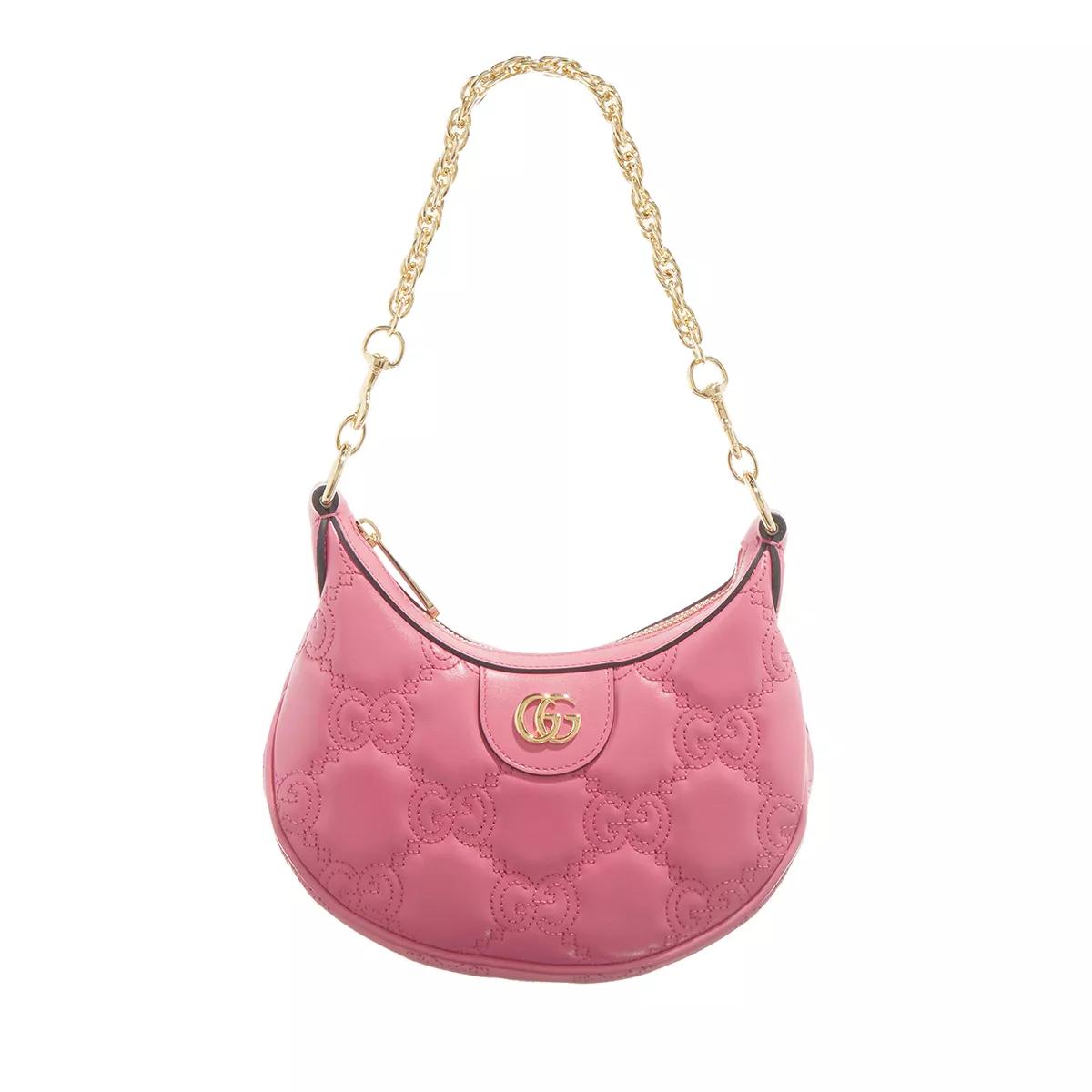 Gucci Mini GG Shoulder Bag Matelassé Leather Rhodamine Pink, Hobo Bag