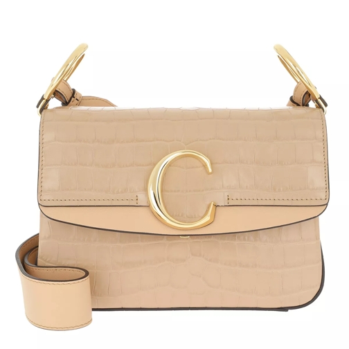 Chloé Double Carry Small Shoulder Bag Leather Nut Crossbody Bag