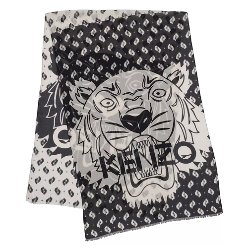 Kenzo Double Tiger Stole Scarf Black Lightweight Scarf