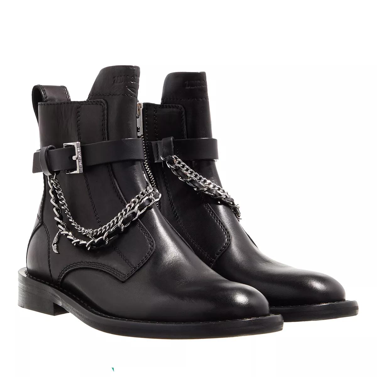 Zadig Voltaire Laureen High Silk Lambskin Noir Bottes de motard