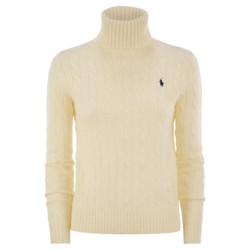 Polo Ralph Lauren Pull à col roulé Wool And Cashmere Cable-Knit Turtleneck Sweater Neutrals