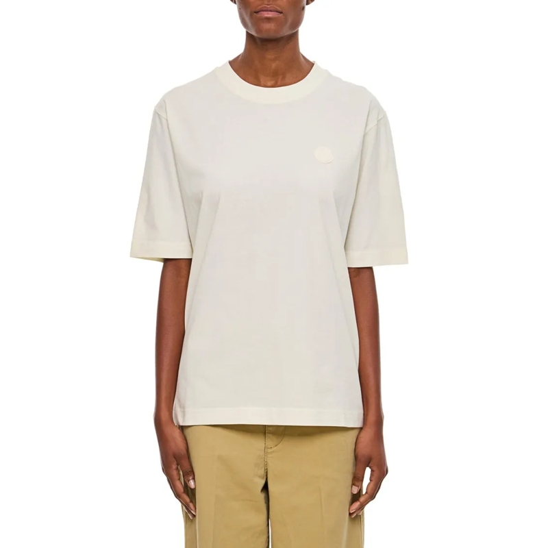 Moncler T-Shirt Relaxed-Fit Crew-Neck T-Shirt With Embossed Logo White