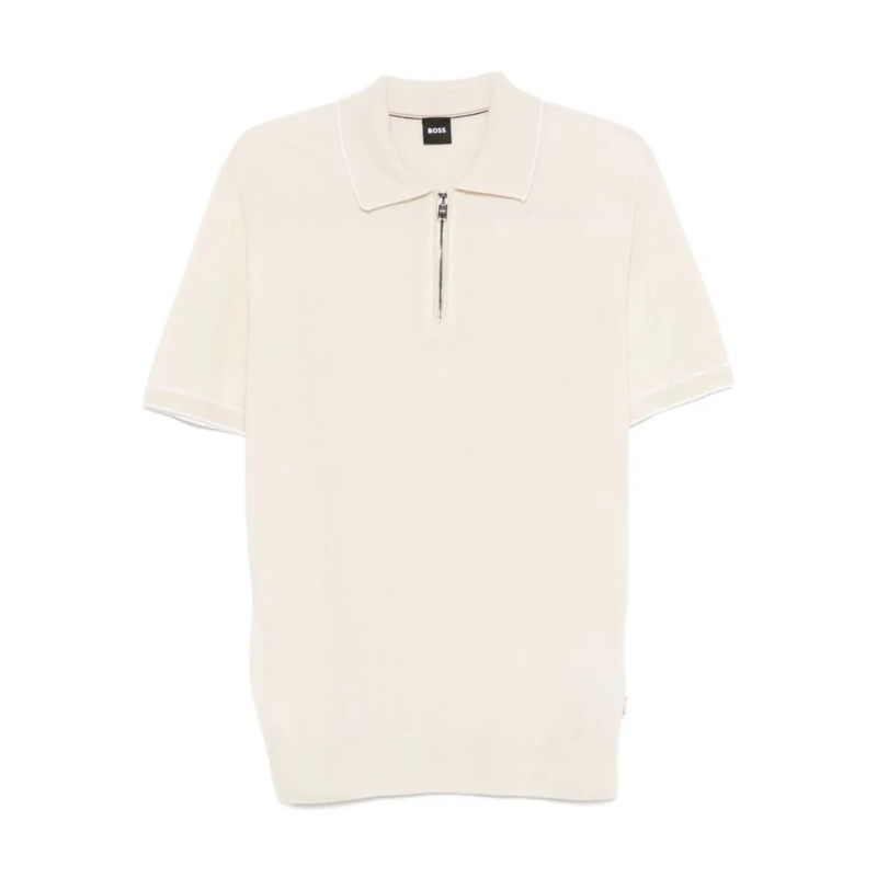 Boss Polohemd Classic Linen-Viscose Blend Polo Shirt White