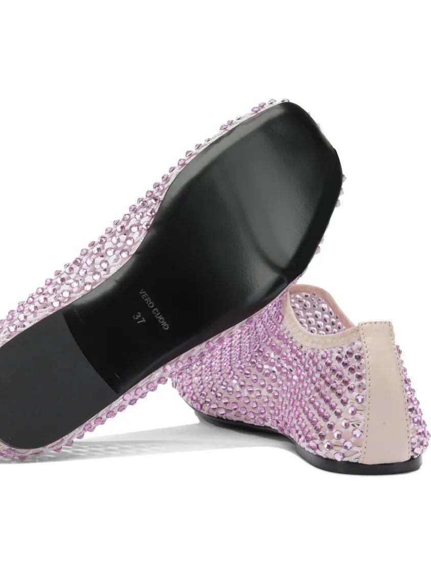 Thumbnail - Delicate Mesh Ballerinas With Shiny Embellishments - Gr. 39 (EU) - in Rosa