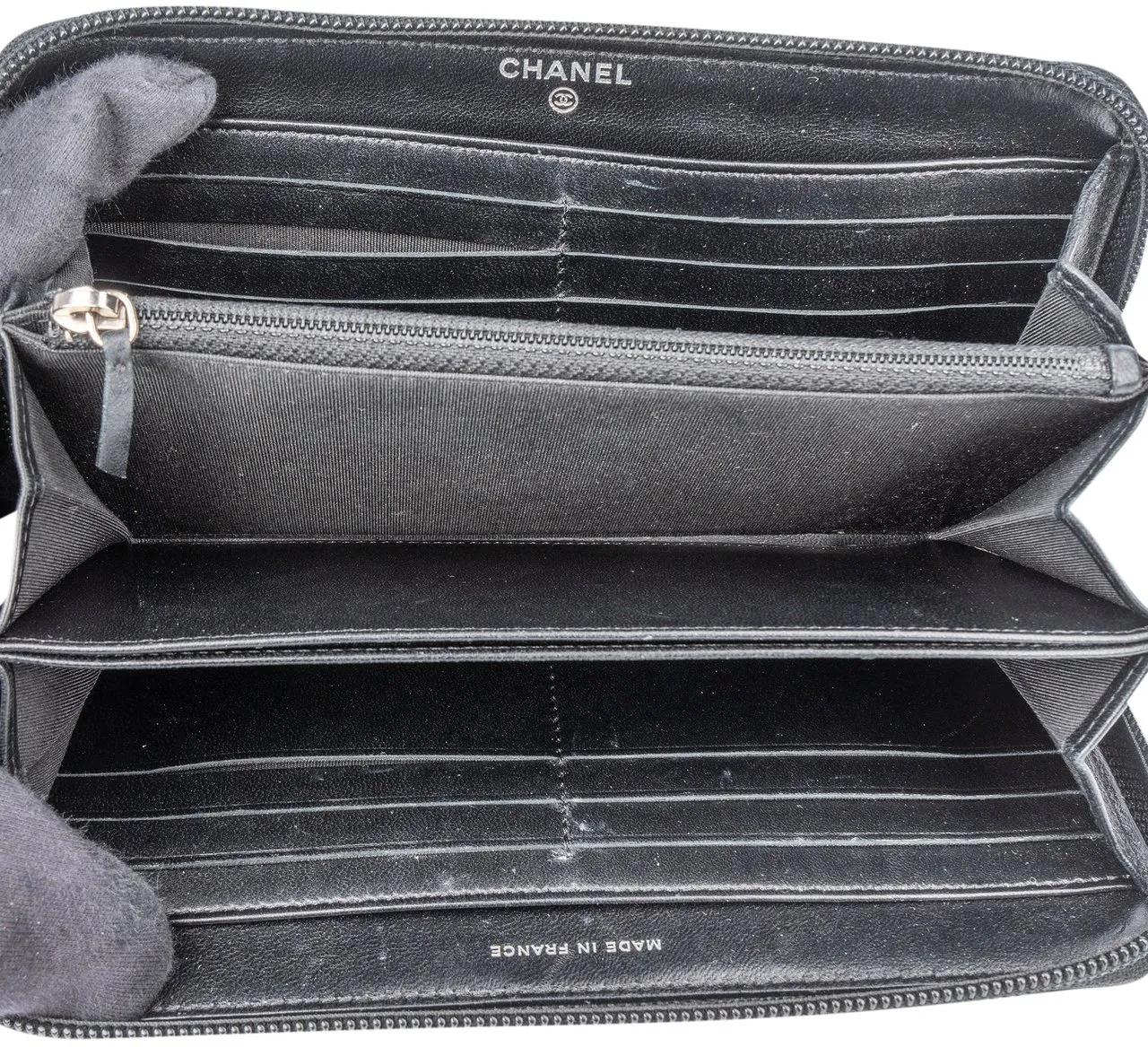 Thumbnail - Chanel Portemonnaie - Chanel Quilted Lambskin Palladium Boy Wallet - Gr. unisize - in Schwarz - für Damen