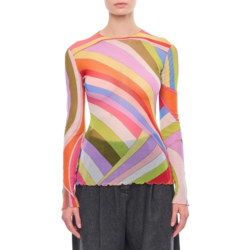 Pucci Hauts à manches longues Tulle Long Sleeves T-Shirt Multicolor