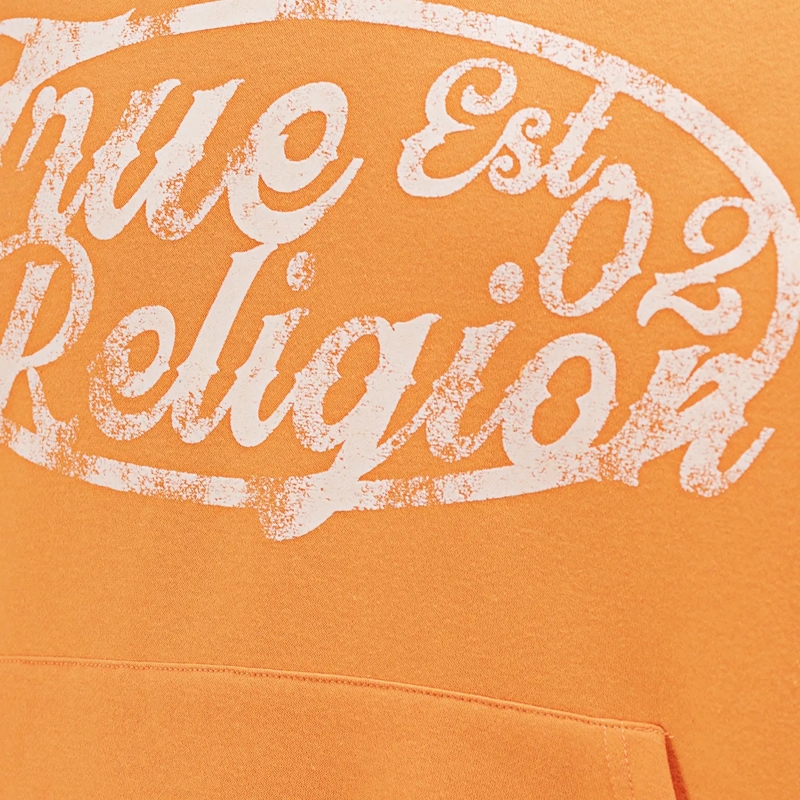 True Religion  - Kapuzenpullover- Kängurutaschen- Logo-Patch-  orange
