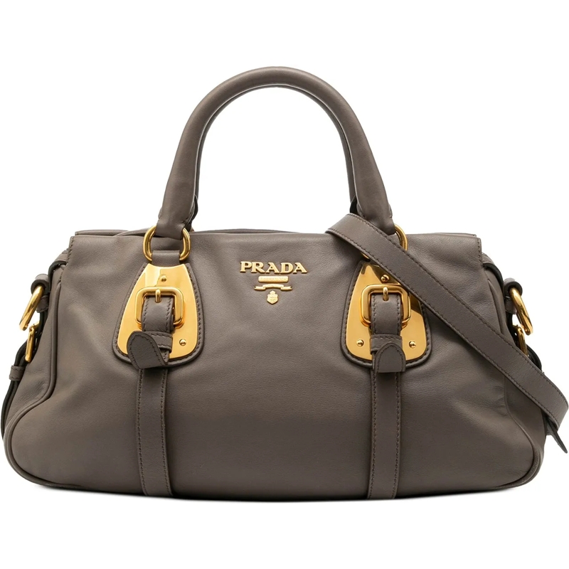 Prada Sac à bandoulière Soft Calfskin Shopping Satchel grau