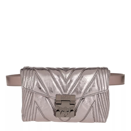 MCM Patricia Quilted Belt Bag Small Berlin Silver Crossbody Bag
