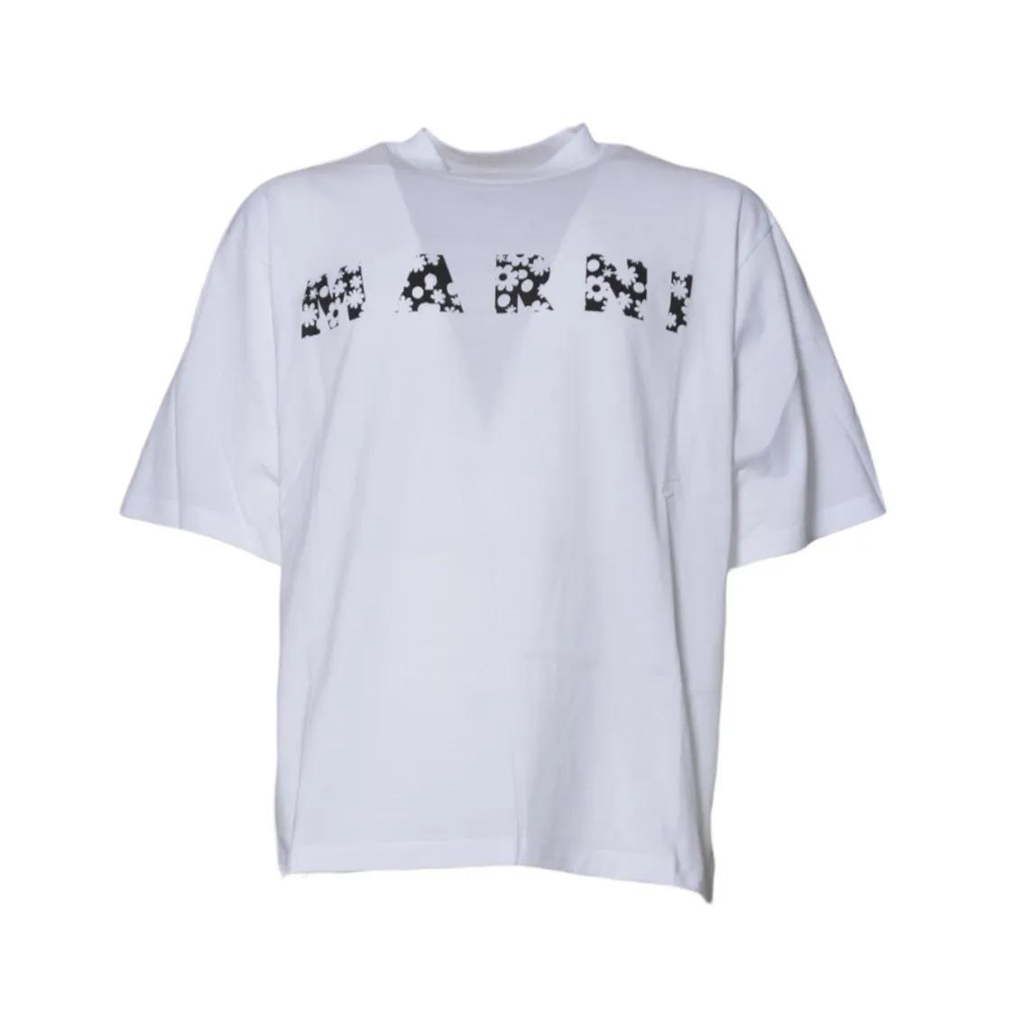 Thumbnail - Marni - White Cotton Over T-Shirt - Größe 46 - weiß