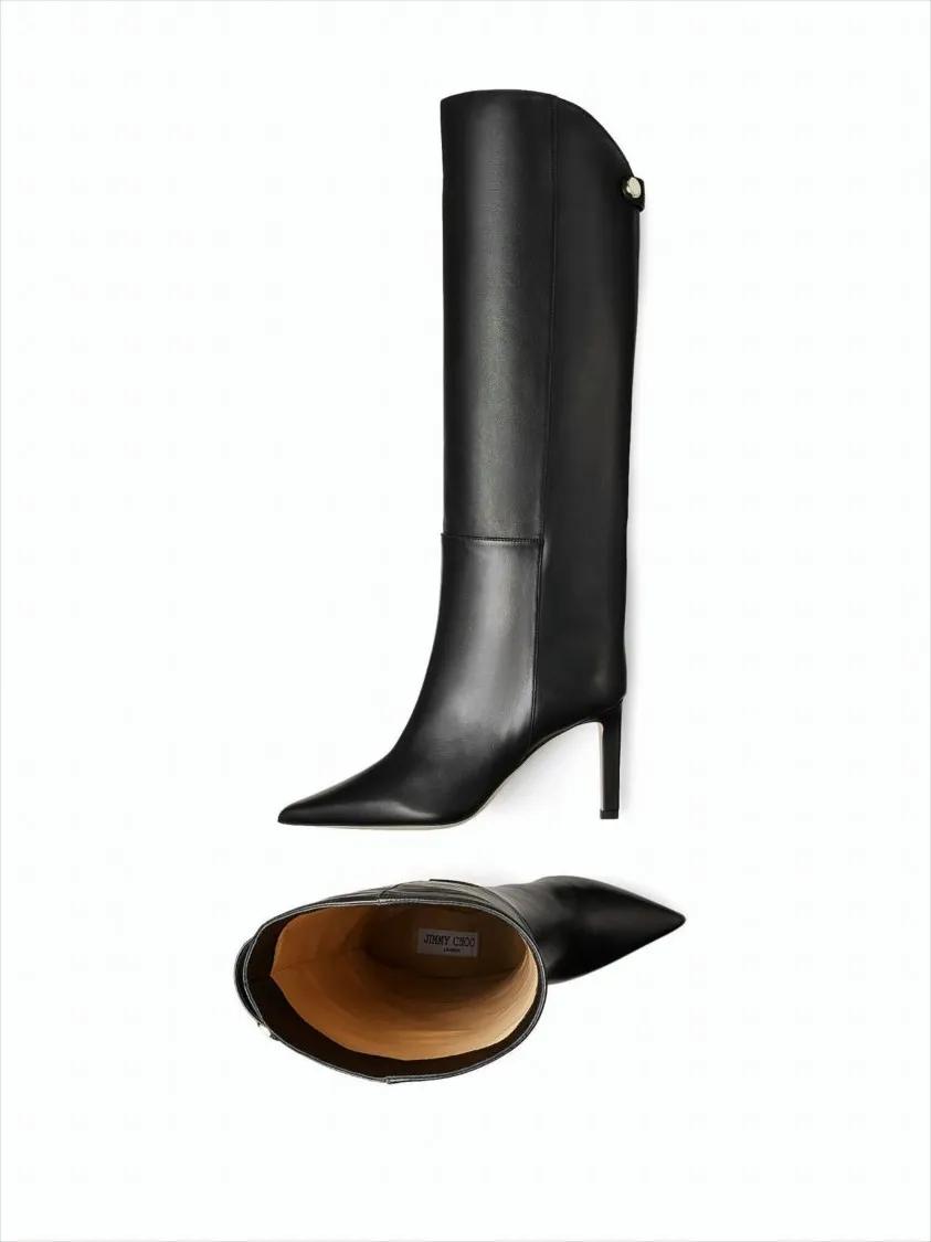 Thumbnail - Jimmy Choo Stiefel - Tall Black Boots With Pointed Toe - Gr. 40 (EU) - in Weiß - für Damen