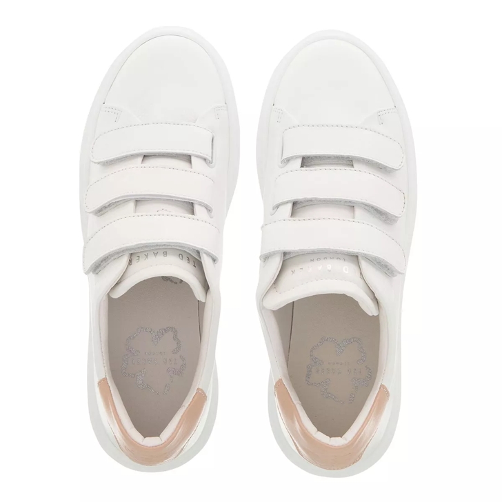 White Velcro-fastening leather low-top trainers