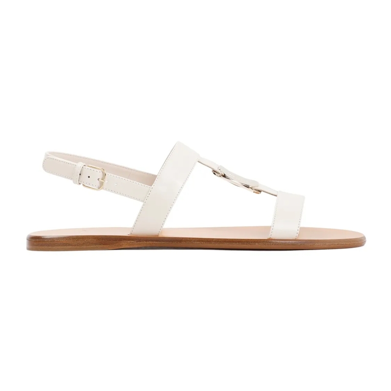 Salvatore Ferragamo Sandales White Mascarpone Lamb Leather Vida Sandals White