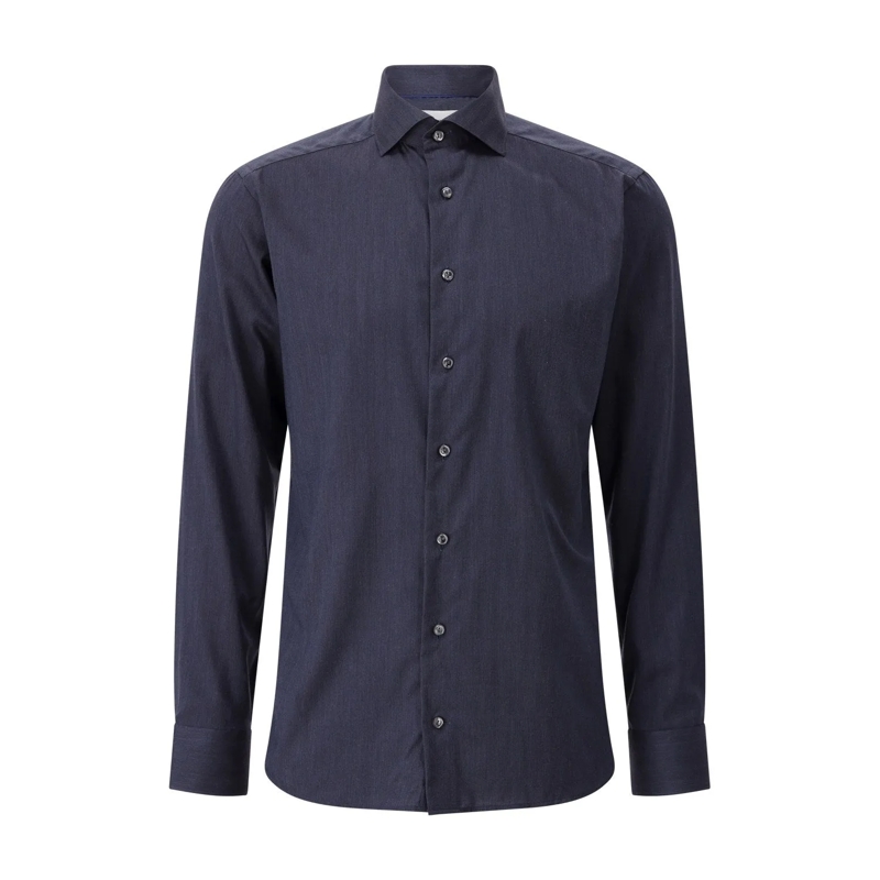 Eton Chemise Slim-Fit Flanellhemd aus Baumwolle Dunkelblau
