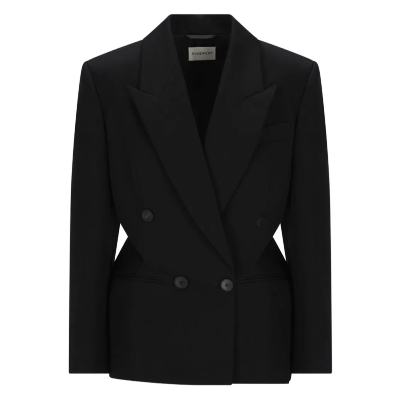 Givenchy Blazer Double-Breasted Slashed Jacket In Wool Black