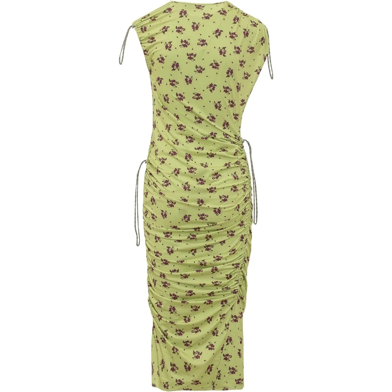 Coperni Maxikleid Abito Midi con Stampa Floreale e Arricciature grün(Image 2)