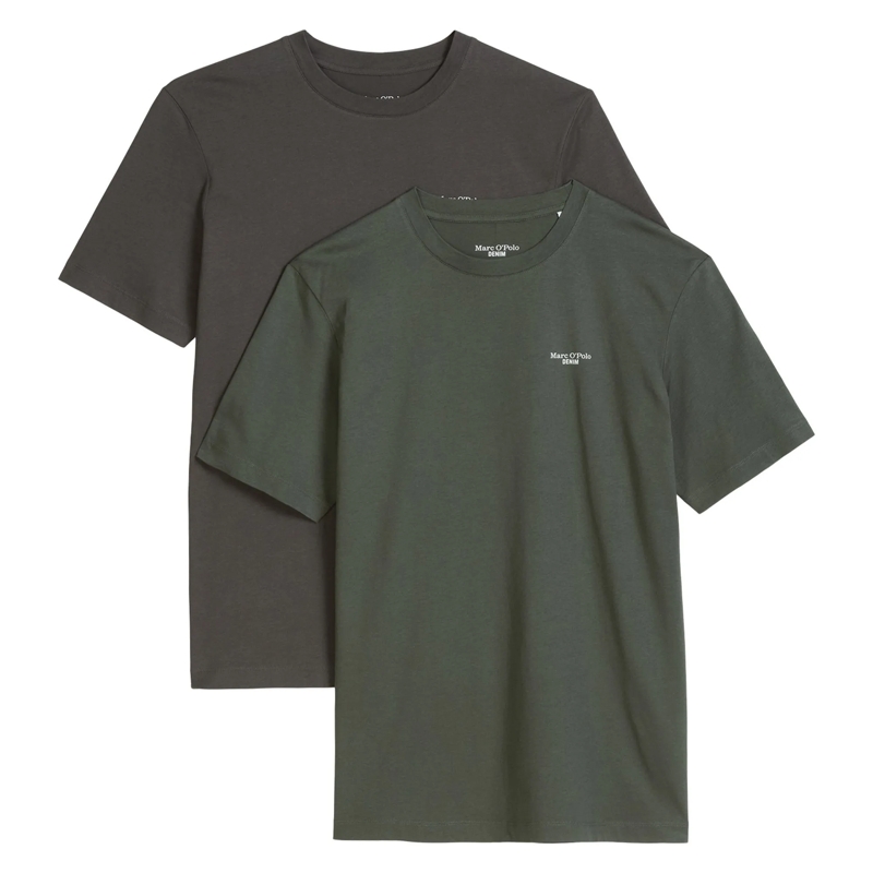 Marc O´Polo Hemd T-Shirt, SSL, Logo Print, Doubl 2er Pack bunt