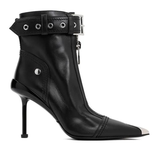 Alexander McQueen Black Leather Ankle Boots Black Enkellaars