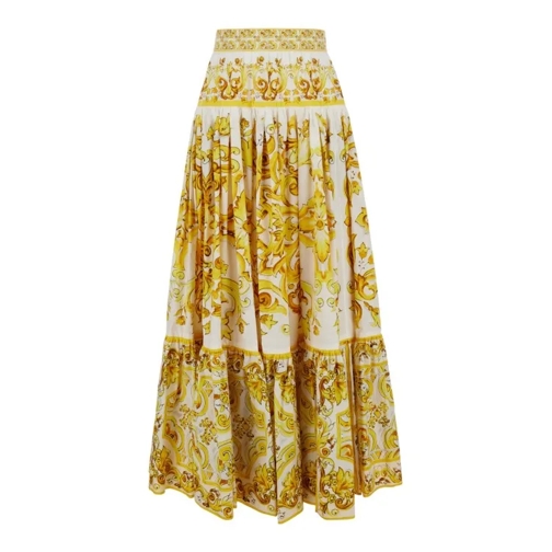 Dolce&Gabbana Long Skirt Tris Maiolica Yellow Minirokken