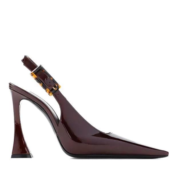 Thumbnail - Saint Laurent Hohe Schuhe - Stone Sevilla Brown Patent Leather Pumps - Gr. 38,5 (EU) - in Rot - für Damen