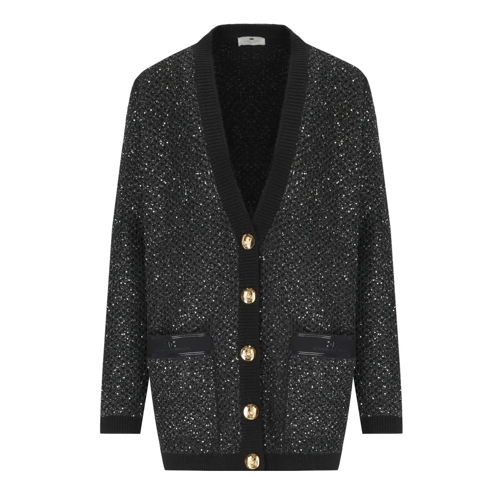 Elisabetta Franchi Strickjacke ELISABETTA FRANCHI SCHWARZ SILBER STRICKJACKE schwarz