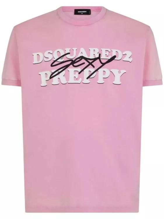 Dsquared2 - Pink Logo-Print Cotton T-Shirt - Größe XXL - pink