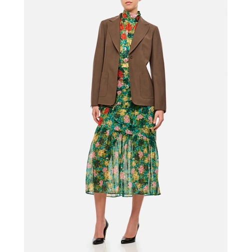 Fendi Blazer Tailored Waisted Blazer With Embroidered Logo Brown (Image 2)
