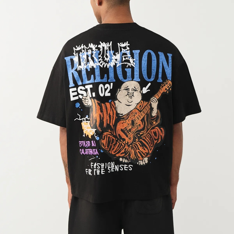 True Religion T-Shirt - Oversize Schnitt- Lockere Passform- Überschnit schwarz(Image 4)