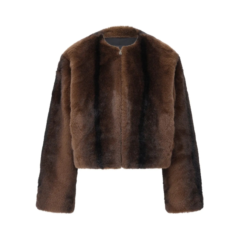 STUDIO AR Blazer Jacke Celeste aus Faux Fur Braun