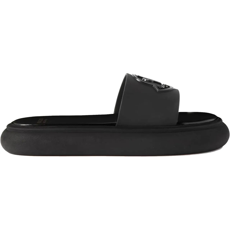 Moncler Claquettes Cushioned Black Logo Slides With Relief Detail Black