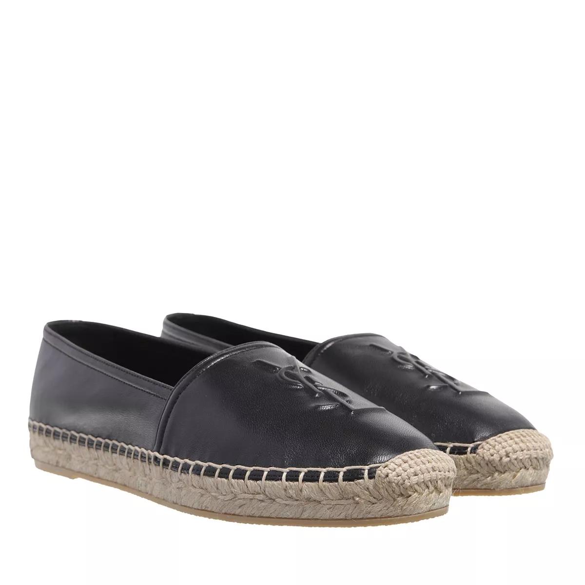 Black leather platform espadrilles online