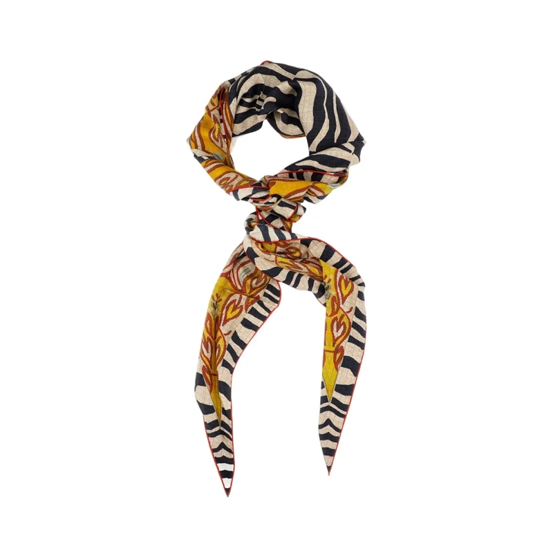 Pierre-Louis Mascia Écharpe légère Diamond-Shaped Silk Scarf With Multicolor Leaf Mot Multicolor